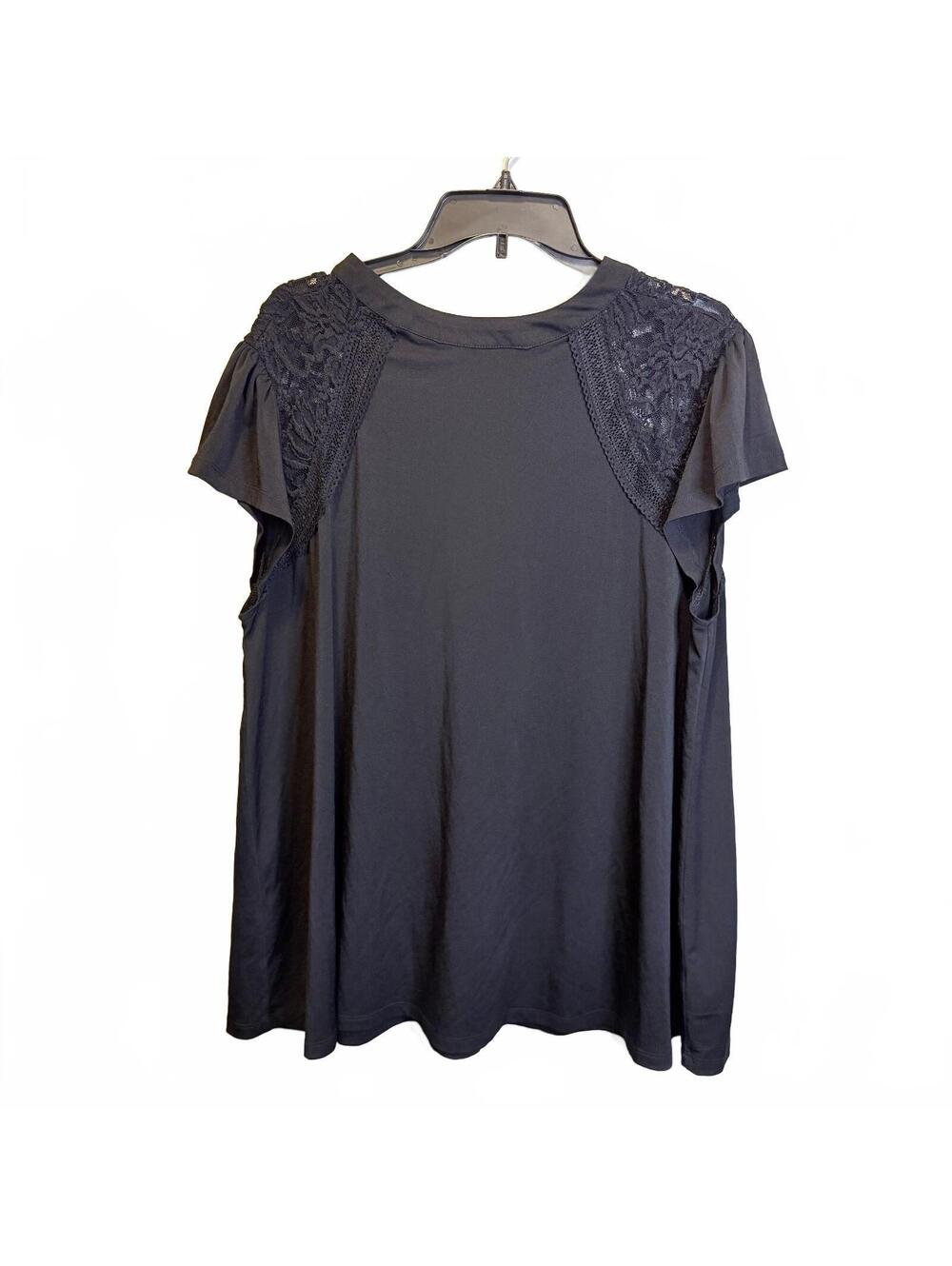 Torrid Size 3 Black Lace Cold Shoulder Blouse Flutter Sleeve Plus Size Top